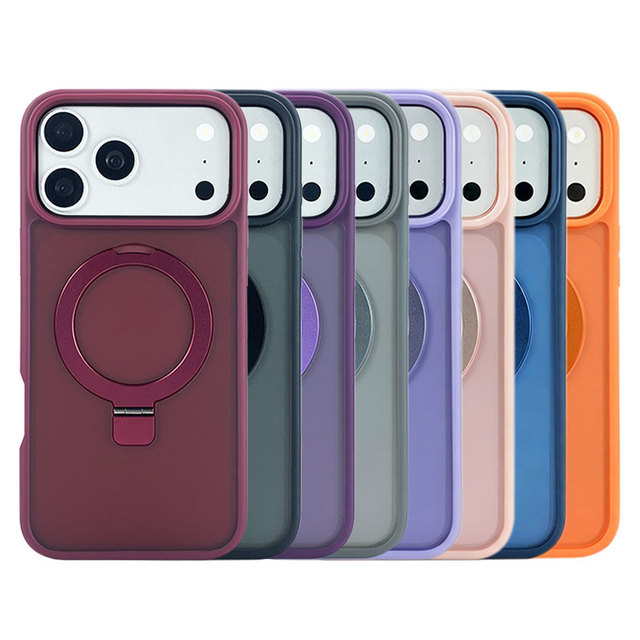 Daily Versatile Magnetic TPU PC Shockproof Phone Case 360° Rotatable Metal Ring Stand Wireless Charging for iphone 15 Pro Max