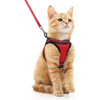 Harness dan Tali Kucing Ras Kecil Bahan Nylon Mewah Ramah Lingkungan, Ringan, Anti-Selip, Anti-Lepas, Mudah Dipakai