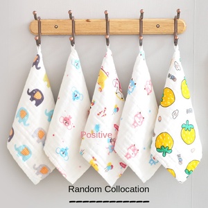 Toalla cuadrada de gasa de algodón de alta densidad de seis capas para bebé, pañuelo para niños, toalla de alimentación, estampado de dibujos animados, jersey infantil - Product Image 6