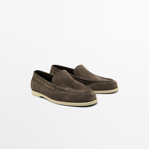 Spring/Autumn Genuine Leather <strong>Loafers</strong> With <strong>Rubber</strong> Outsole-Non-slip Comfort For Walking - Product Image 1