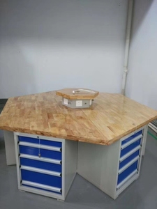 Plan de travail de groupe en hêtre <span class=keywords><strong>massif</strong></span> de haute qualité, 24 tiroirs, cadre en acier laminé à froid, capacité de charge de 1000 kg, garantie de 3 ans, OEM, pour laboratoire - Product Image 4