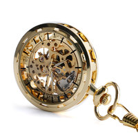 Montre de poche mécanique squelette steampunk vintage à remontage manuel pour homme, avec collier pendentif