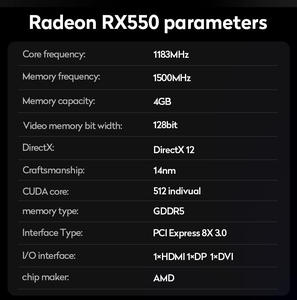 JIESHUO - Tarjeta Gráfica para Juegos RX550 4G 100% Nueva, GPU para PC de Escritorio, Tarjeta de Video, Tarjeta Gráfica 550 4GB - Product Image 3