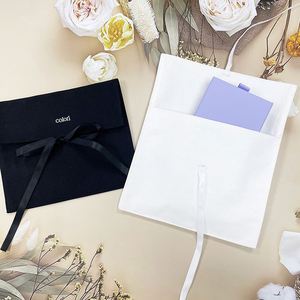 Sac enveloppe en coton personnalisé écologique avec logo, cordon en nœud pour vêtements, huiles essentielles, rangement multi-usages, montres, lunettes, bagues - Product Image 2