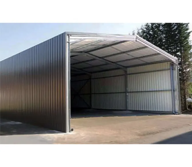 Almacén prefabricado barato aluminio 10x15 cobertizos de almacenamiento de dosel de acero edificios prefabricados para la venta