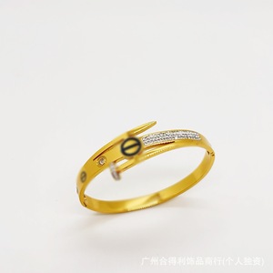 <strong>Cartier</strong>-style nail <strong>bracelet</strong>, classic double-layer and triple-layer <strong>bracelet</strong> with mud diamonds, instant delivery from the jewelry - Product Image 1