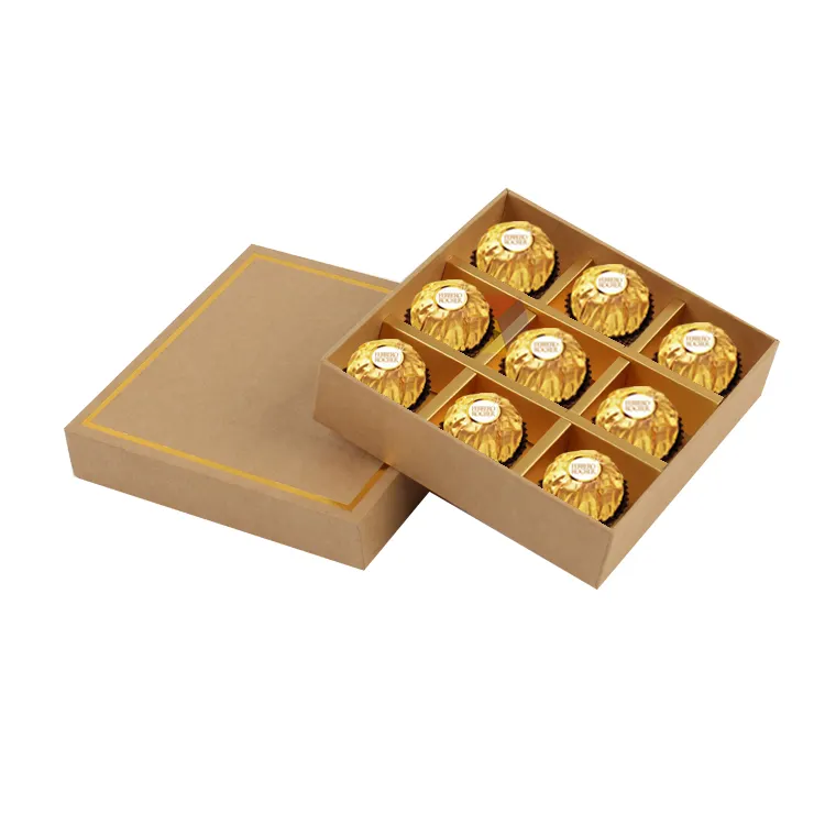 Kraft celebrazioni personalizzato rose inserti del fiore di fantasia e 6 pezzo di cioccolato scatole di imballaggio