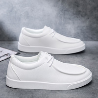 Chaussures de sport décontractées blanches simples pour hommes, baskets de course blanches et noires, chaussures de skate décontractées