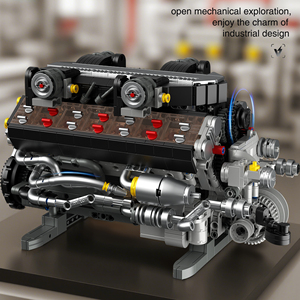 Tribe gratuite 36301 électrique Ferari V12 modèle de moteur de travail mécanique liaison blocs de construction cadeau pour les amateurs de voiture collectionneur - Product Image 3