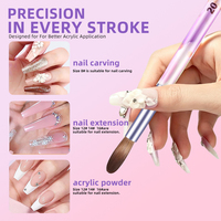 Nouveau Pinceau à ongles professionnel pour manucure et gel, à pointe en cristal, avec poils en nylon et 5% Kolinsky, manche en bois, pour nail art