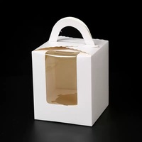 Boîte kraft transparente à fenêtre pour mini-gâteaux, muffins et tartes aux œufs, prix d'usine, portable, à trou unique, couleur unie, pour l'emballage alimentaire
