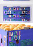 Plateau à fruits en carton ondulé personnalisé, boîte de vente au détail pour oranges et citrons, avec logo, gaufrage, pelliculage mat et impression