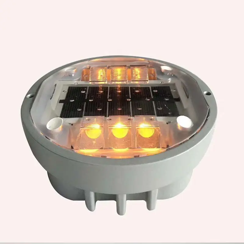 Omsen 6 Screws Light Il300 G105 Led Solar Tempered Glass Stud Led Road Stud Spike Solar Flashing Light Cast Aluminum Shell Glue