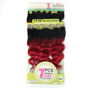 Paquetes de Cabello Ombré T1B/27#, 30#, Borgoña con Set de Cierre, Paquetes de Extensiones de Cabello Humano Brasileño Ondulado con Cierre - Product Image 6