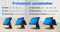 DY All-in-One 15,6 + 10,1/11,6 Pantalla táctil Dispositivo de cajero Windows/Android Google Store Sistema POS con pantallas duales de 15"