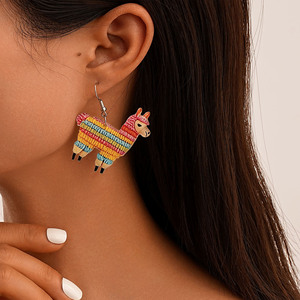 Nuevos pendientes acrílicos ecológicos, bonitos pendientes colgantes de alpaca de colores de dibujos animados europeos y americanos para venta al por mayor - Product Image 3