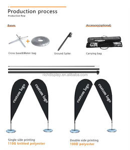 高品質のカスタム印刷ティアドロップフェザーフラッグ、簡単組み立て、屋外広告プロモーション用ポータブルフラッグポール - Product Image 4