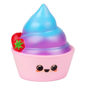 PU Foam Strawberry Sundae <b>Squishy</b> Toy Soft Slow Rebound Fidget Toy For Kids Age 5 To 7 Years Unisex - Product Image 4