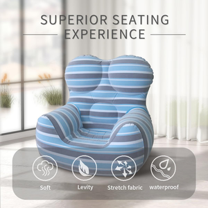 Sofá Inflable de PVC Ecológico con Diseño de Rayas, Plegable y Portátil, para Interiores, Exteriores, Camping y Viajes - Product Image 2