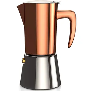 Simple stainless steel solid color coffee mocha pot can sense gas or electric stove