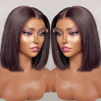 Perruque Lace Front pas chère en cheveux humains, perruques courtes bob en cheveux humains, perruques Lace Front brésiliennes, perruques Lace Frontal HD pour femmes noires