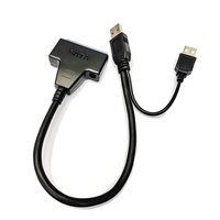 Câble USB 3.0 double vers SATA 7+15/22 broches en cuivre pour disque dur SSD 2,5/3,5 pouces avec port d'alimentation CC
