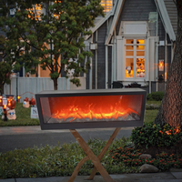 Cheminée LED 3D vintage nordique à effet flamme, éclairage décoratif moderne pour intérieur, idéal pour la maison, Halloween, table ou accent de table.