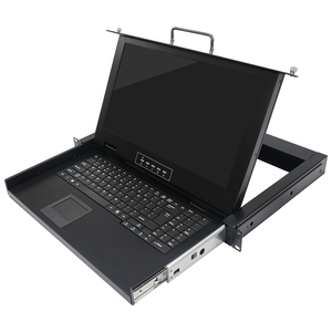 18.5 "LCD <span class=keywords><strong>KVM</strong></span> ลิ้นชักคอนโซล8X1พร้อมสาย8แพ็ค VGA สำหรับวาง1U สวิตช์ <span class=keywords><strong>KVM</strong></span> 8พอร์ต - Product Image 1