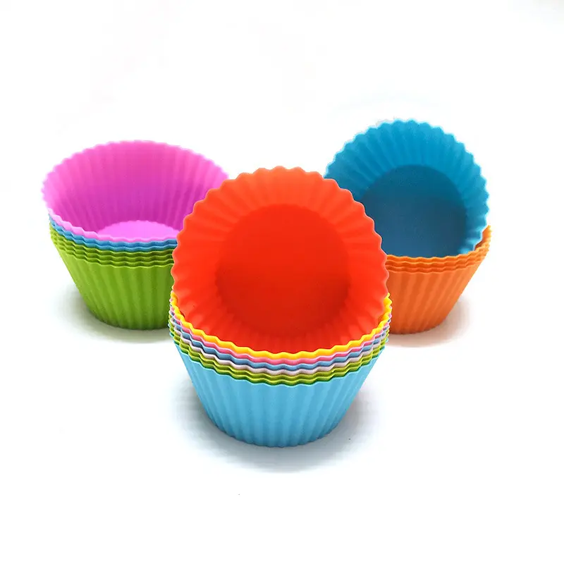 Amazon Hot Sale Reusable Silicone Cake Molds Baking Molds Muffin Cups Nonstick Heat Resistant Cupcake Baking Liners