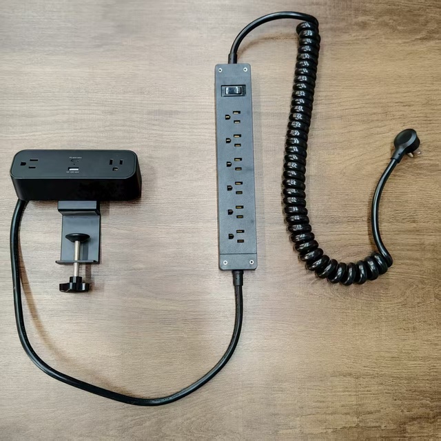 Dual-Mount Power Strip 65W USB-C PD Reusable Circuit Breaker 11 AC Outlets Clamp Copper Extension Socket for Under-Desk 1875W