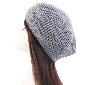 Béret en <span class=keywords><strong>tricot</strong></span> Vintage pour <span class=keywords><strong>femme</strong></span>, casquette d'hiver décontractée, élastique, couleur unie, <span class=keywords><strong>bonnet</strong></span> chaud pour l'extérieur, fête - Product Image 1