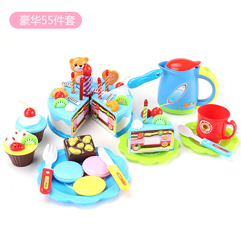 Set de pastel de 55 piezas [Azul] con luces y velas