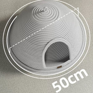 Minimalist Round Cat <b>Bed</b> <b>Cave</b> Solid Color Linen Breathable Indoor Pet House for Cats Removable Washable All Seasons - Product Image 3