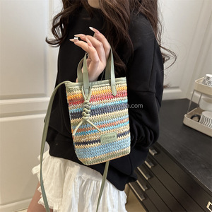 Bolso Bandolera de Paja de Moda, Bolso de Hombro Único para Vacaciones, Bolso de Playa, Bolso de Mano Unisex con Capacidad de 1-1.9L para Fiestas y Viajes - Product Image 2