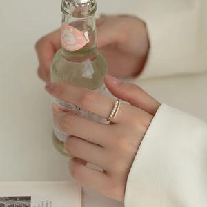 Bague en argent S925, bijoux en argent tendance à faire soi-même avec des perles incrustées de 3 à 5 mm et un support vide, accessoire 10231 - Product Image 2