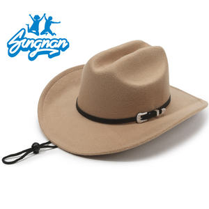 חדש יוקרה חם הסיטונאי לוגו מותאם אישית woolen הרגשתי כובע קאובוי המערבי לגברים מבוגרים מסיבה לקשט - Product Image 6