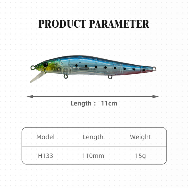 OEM 110mm 15g PVC Floating Minnow Crank Lure Saltwater Perch Pike Carp Swim Bait Long Casting Fishing