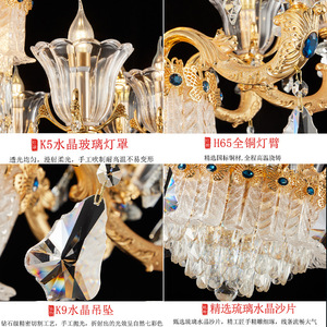 Lámpara de Techo de Cristal Estilo Europeo, Redonda, con Múltiples Cabezales LED, para Comedor, Dormitorio, Hogar - Product Image 5