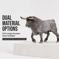 Figurine de taureau réaliste en PVC et résine, 13,5 cm de long, 9 cm de haut, 4,5 cm de largeur des cornes, modèle animal, statue de bétail pour la décoration de la maison