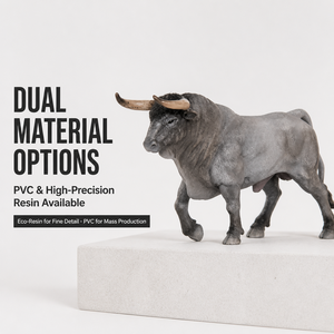 Statuetta Realistica di Toro in PVC e Resina, 13,5 cm di Lunghezza, 9 cm di Altezza, 4,5 cm di Larghezza delle Corna, Modello Animale, Statua di Bovino per Arredamento Casa - Product Image 2