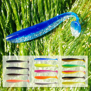 Señuelo Blando Bicolor con Cola en T <span class=keywords><strong>Shark</strong></span> Man DR03A 5.5CM/7CM con Anzuelos de Pesca de Fondo de Plástico, Atrae Salmón, Carpa y Pez Mandarín - Product Image 2
