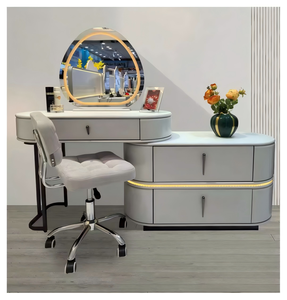 Modern Makeup <b>Vanity</b> <b>Table</b> With Lighted <b>Mirror</b> Storage Desk For Bedroom Furniture - Product Image 1