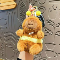 Porte-clés Capybara en Peluche, Adorable Pendentif Animal en Peluche de Dessin Animé, Breloque Douce pour Sac, Clés, Décoration de Sac à Main