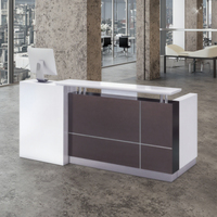 Bureau de réception moderne en MDF pour hôtel, bureau, salon de beauté, hôpital, école, salle de sport, centre commercial - Taille et logo personnalisables