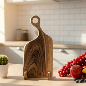Acacia Wood Chopping <b>Board</b> Rectangle Shape with Handle Natural Finish Handcrafted Eco-Friendly Dishwasher Safe Kitchen <b>Tool</b> - Product Image 1