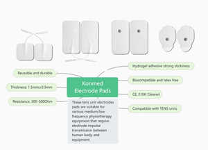 Électrodes TENS Konmed Classe I pour la <span class=keywords><strong>gorge</strong></span> (non-tissées/gel conducteur/film de carbone) – Confortables pour la thérapie de la dysphagie – Modèle KM824 - Product Image 2