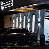 Lampu Dinding Luar Ruangan Atas Bawah dengan LED Tahan Air, Spotlight Persegi, Basis Aluminium, Lampu Sorot Koridor, Lampu Dinding Eksterior Hotel