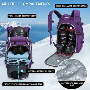 Muestra Gratis, Mochila de Esquí de Gran Capacidad (36-55L), Impermeable, de Cuero Genuino, con Bolsa Desmontable para Botas de Esquí y Snowboard - Product Image 5