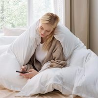 Ensemble de couette moelleux, couette d'hôtel en plumes d'oie de qualité 5 étoiles Kin blanc, couette nuage en peluche ultra douce, ensemble de couette blanc