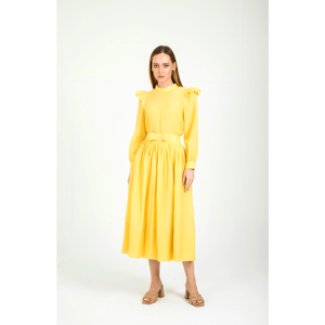 Abito Giallo Perfetto per il Picnic <span class=keywords><strong>Ruya</strong></span> con Volant, Vestito in Cotone a Strati Vestibilità Ampia per Esterni - Product Image 4